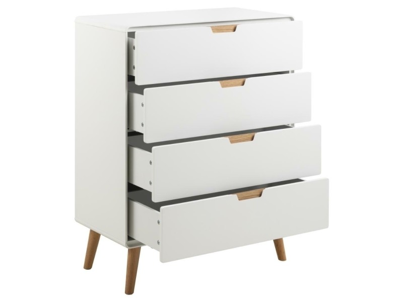 Komoda Lowell z 4 szufladami biała - ACTONA